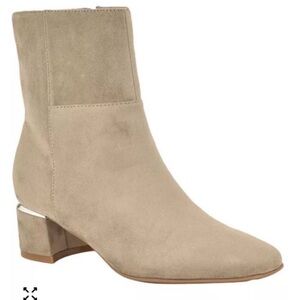 Calvin Klein Beige Ankle Booties with Silver Heel